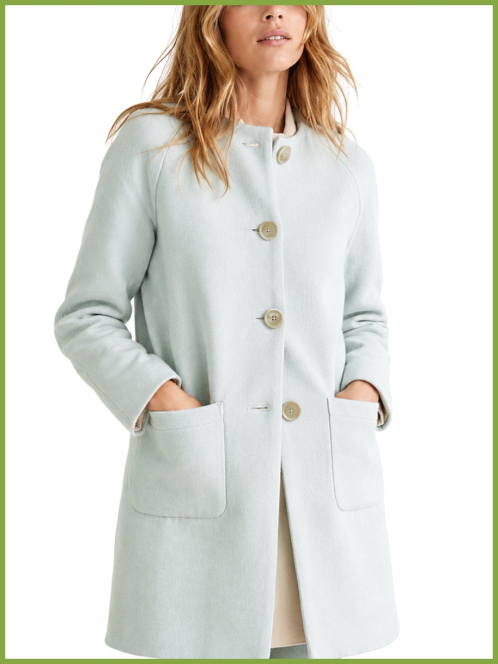 Mango MNG Light Pale Mint Green Cotton Jacket Coat